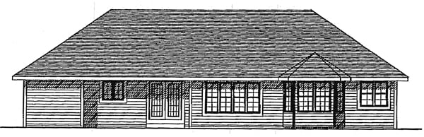 Ranch Rear Elevation of Plan 93133