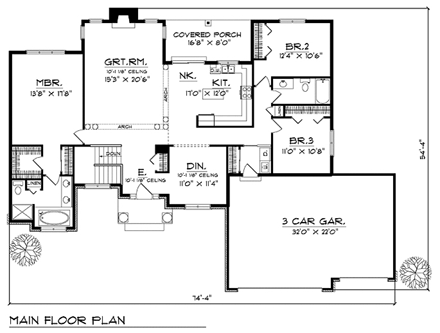 House Plan 93140 First Level Plan