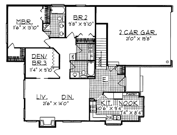 One-Story Ranch Level One of Plan 93150