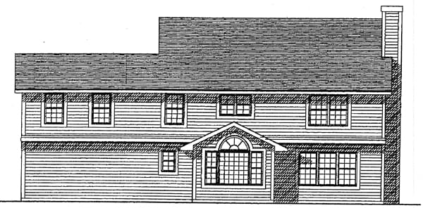 Colonial Country Rear Elevation of Plan 93152