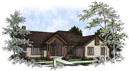 European One-Story Ranch Elevation of Plan 93162