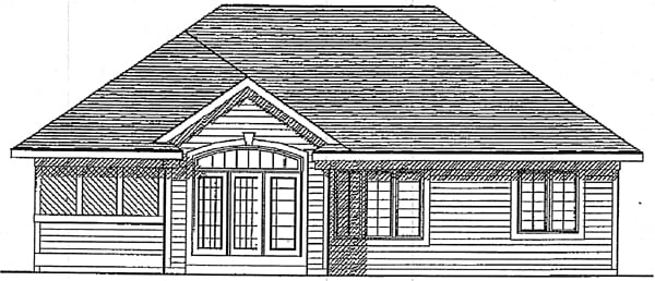 European Ranch Rear Elevation of Plan 93165