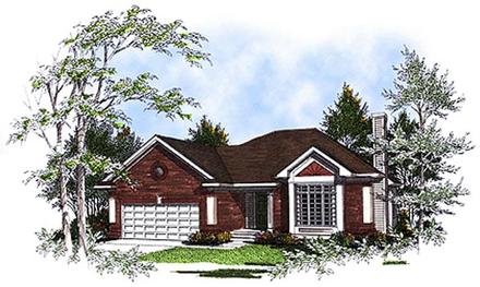 European One-Story Elevation of Plan 93168
