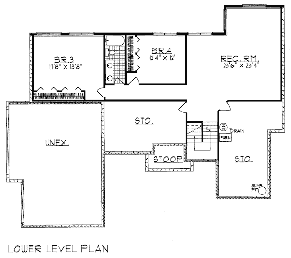 Traditional Lower Level of Plan 93170