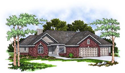 European Narrow Lot One-Story Ranch Elevation of Plan 93176