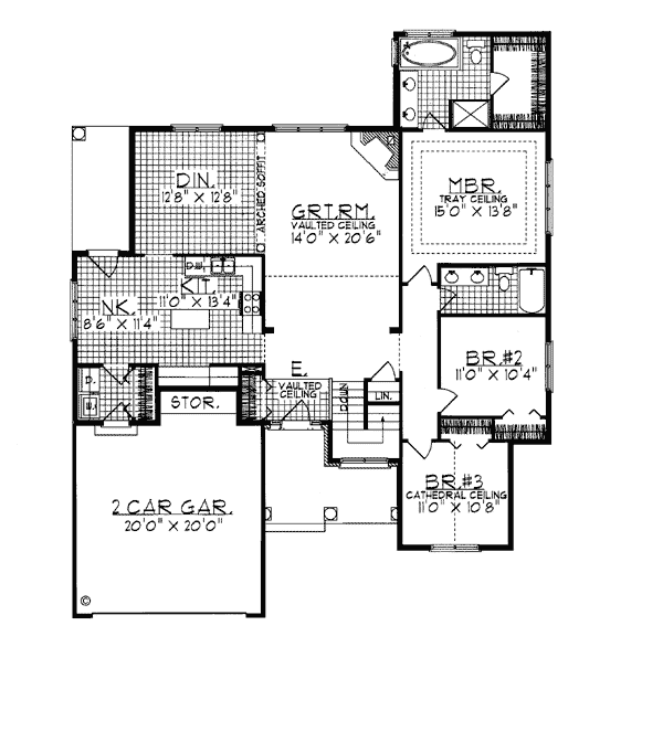 One-Story Traditional Level One of Plan 93189