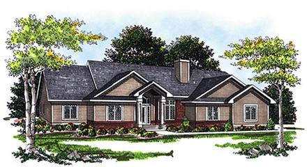 Colonial One-Story Ranch Elevation of Plan 93192