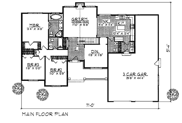 One-Story Ranch Level One of Plan 93193