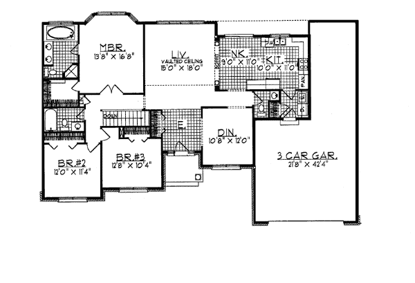 One-Story Ranch Level One of Plan 93194