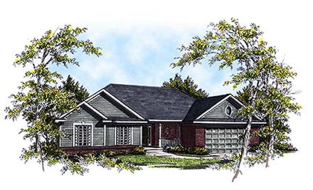 European One-Story Ranch Elevation of Plan 93198