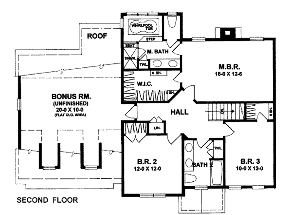 Bungalow Colonial Country Level Two of Plan 93342