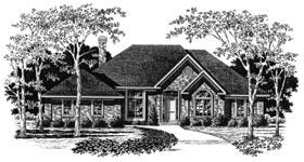 European One-Story Elevation of Plan 93351