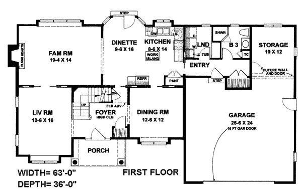 Country Farmhouse Level One of Plan 93357