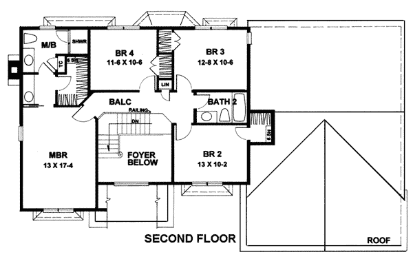 Country Farmhouse Level Two of Plan 93357