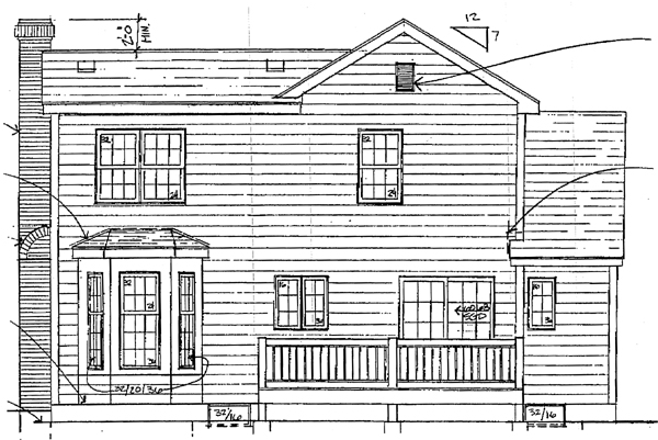 Country Traditional Rear Elevation of Plan 93359