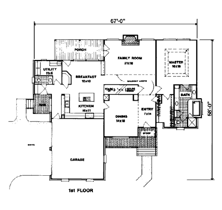 House Plan 93401 First Level Plan