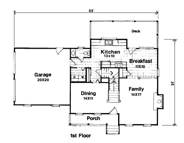 Country Farmhouse Level One of Plan 93404