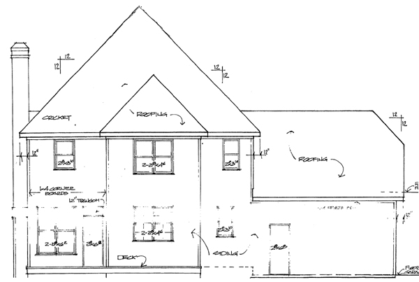 Country Farmhouse Rear Elevation of Plan 93404