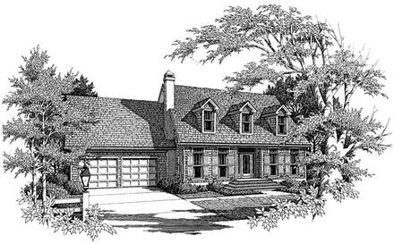 Cape Cod Country One-Story Elevation of Plan 93411