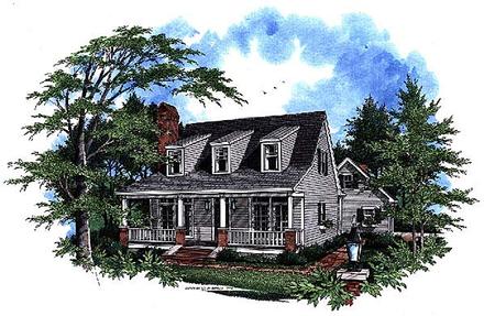 Cape Cod Country Elevation of Plan 93412