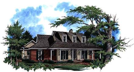 Cape Cod Country One-Story Elevation of Plan 93415