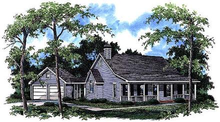 Country One-Story Elevation of Plan 93416