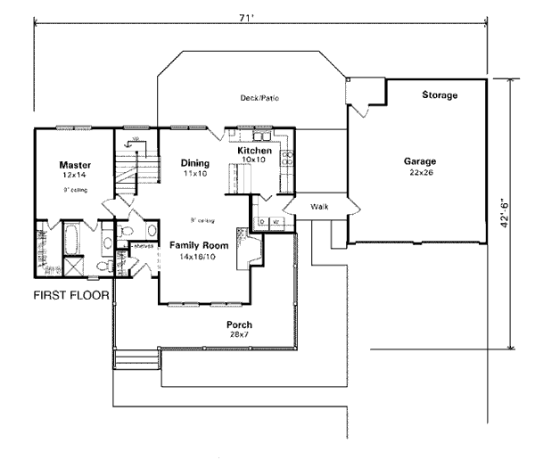 Country Farmhouse Level One of Plan 93417