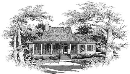 Country One-Story Elevation of Plan 93419