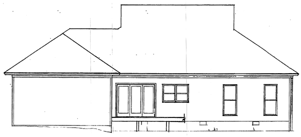 Country One-Story Rear Elevation of Plan 93419