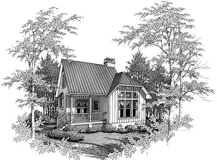 Cabin Cape Cod Elevation of Plan 93422