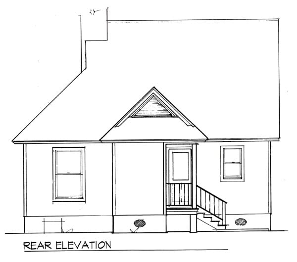 Cabin Cape Cod Rear Elevation of Plan 93422