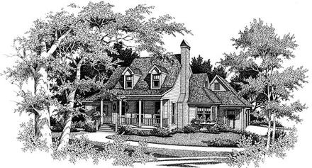 Cape Cod Country Elevation of Plan 93423