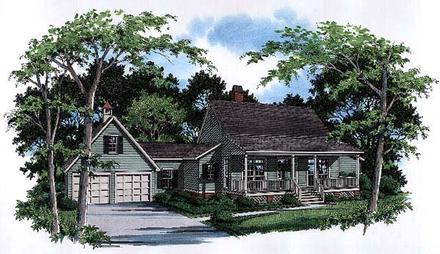 Country One-Story Elevation of Plan 93426