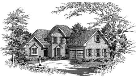 Country European Farmhouse Elevation of Plan 93435