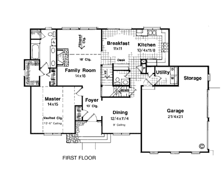 House Plan 93438 First Level Plan