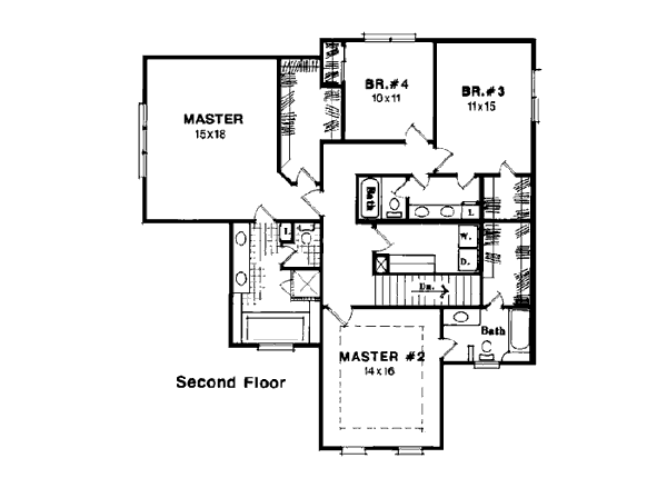 Country Farmhouse Southern Level Two of Plan 93439