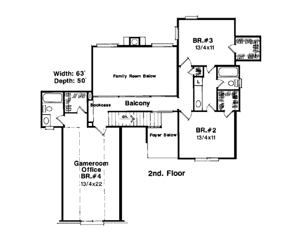 Country European Farmhouse Level Two of Plan 93444