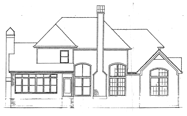 Country European Farmhouse Rear Elevation of Plan 93444