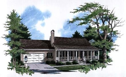 Country One-Story Ranch Elevation of Plan 93449