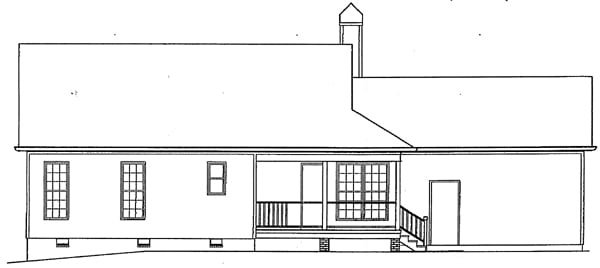 Country One-Story Ranch Rear Elevation of Plan 93449