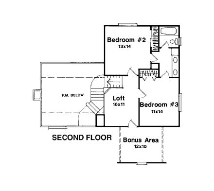 House Plan 93457 Second Level Plan