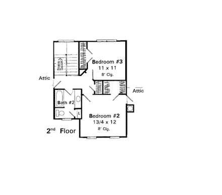 House Plan 93465 Second Level Plan