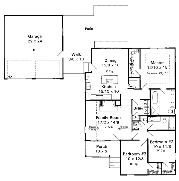 Bungalow Country One-Story Level One of Plan 93470