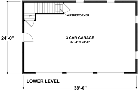 Garage Plan 93471 - 3 Car Garage Apartment First Level Plan