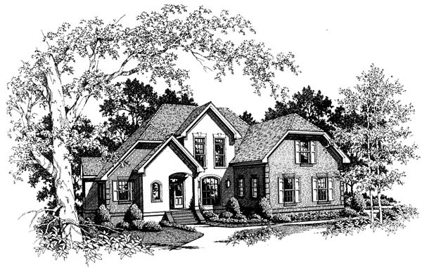 Plan 93478 | Tudor Style with 3 Bed, 3 Bath, 2 Car Garage