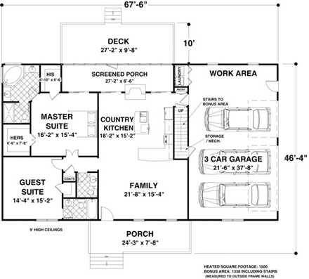 House Plan 93481 First Level Plan