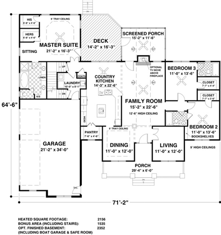 House Plan 93483 First Level Plan