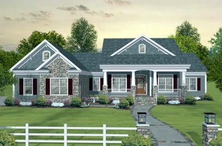 Craftsman European New American Style Traditional Elevation of Plan 93483