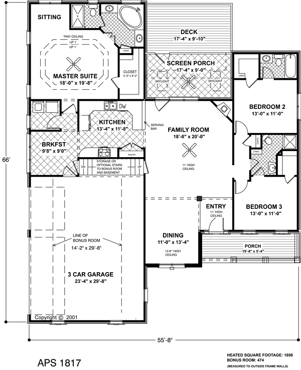 Ranch Traditional Level One of Plan 93486