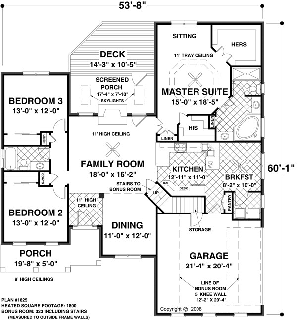 Ranch Traditional Level One of Plan 93487